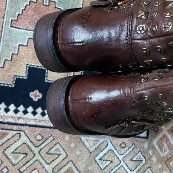 Studded Brown Ankle Boots - Picture 7 of 11